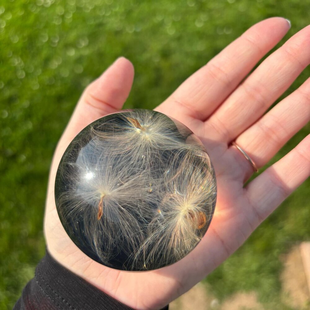 PolyQuartz Milkweed Seed Vintage Paperweight Hand Made In Canada